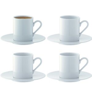 LSA International Dine Espresso Cup & Saucer Straight (4 Pack), 0.3 fl. oz.
